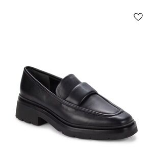 VINCE Robin Apron Toe Black Leather Loafers Size 9